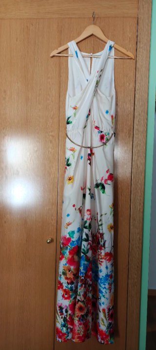 Vestido Mango Largo Beige Talla M