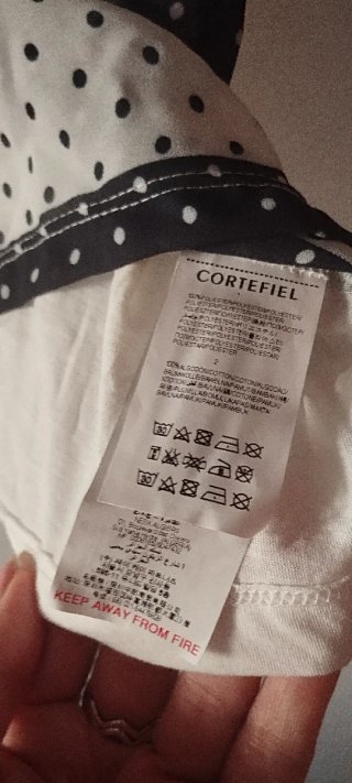 Blusa vaporosa manga corta blanca y azul CORTEFIEL