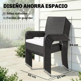 Conjunto Mesa y Sillas Jardín Ratán 7 Piezas