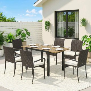 Conjunto Mesa y Sillas Jardín Ratán 7 Piezas