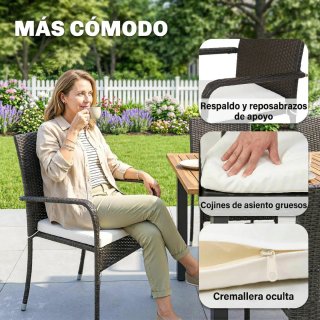 Conjunto Mesa y Sillas Jardín Ratán 7 Piezas