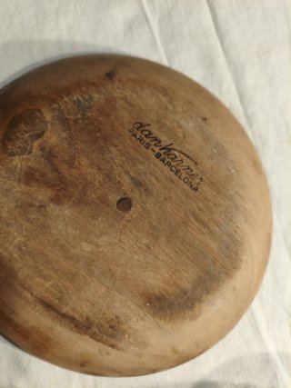 Azucarero vintage de cristal y madera