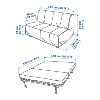 Sofá Cama Ikea 2 Plazas Gris Oscuro