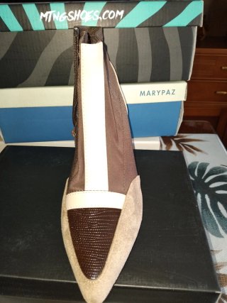 Botines mujer beige y marrón