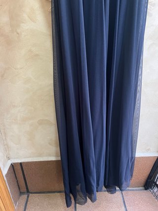 Vestido de fiesta azul y plateado