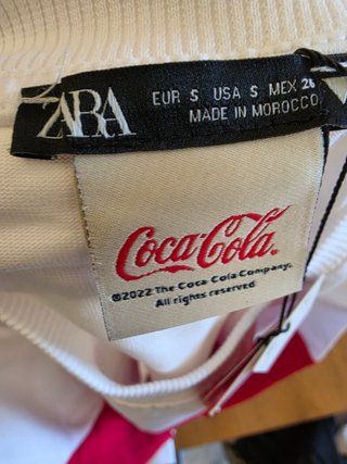 Zara x Coca Cola Sudadera Crop Roja Blanca Talla S