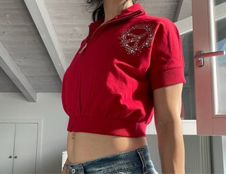 Felpa Moschino Jeans rossa donna mezza manica