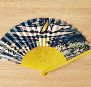 Abanico Picasso Diseño Chicano Azul y Amarillo