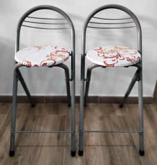 2 Banquetas Metal y Madera