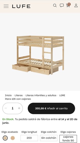 Litera LORE Muebles LUFE 105x200