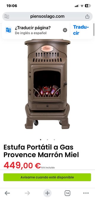 Estufa Gas Provence Gris/Dorado Poco Uso 2veces