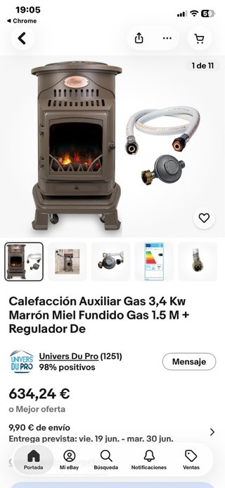 Estufa Gas Provence Gris/Dorado Poco Uso 2veces