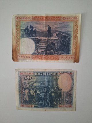 Lote 2 Billetes Pesetas: 100 y 50