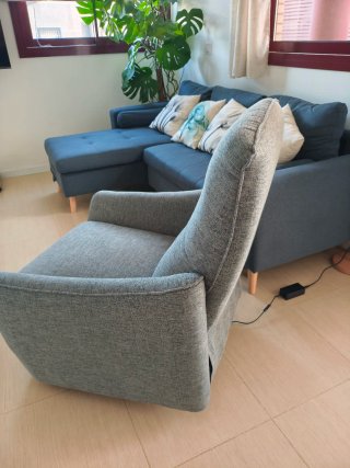 Sillón eléctrico gris tela