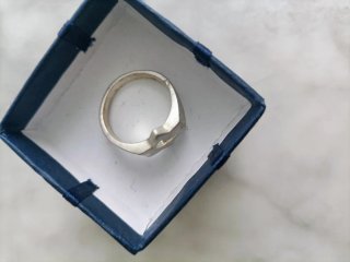 Sortija plata mate estrella y luna