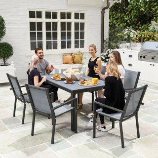 Conjunto Mesa y 6 Sillas Jardín Apilables