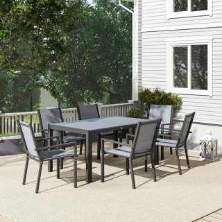 Conjunto Mesa y 6 Sillas Jardín Apilables