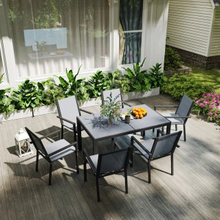 Conjunto Mesa y 6 Sillas Jardín Apilables
