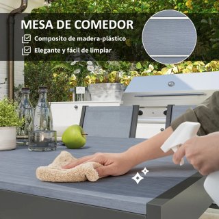 Conjunto Mesa y 6 Sillas Jardín Apilables