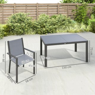 Conjunto Mesa y 6 Sillas Jardín Apilables
