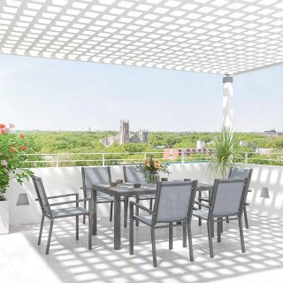 Conjunto Mesa y 6 Sillas Jardín Apilables