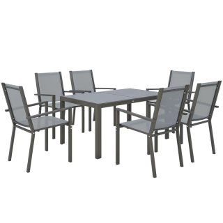 Conjunto Mesa y 6 Sillas Jardín Apilables