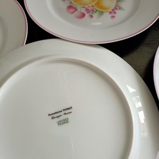 6 Platos Limoges Ternet Porcelana Frutas