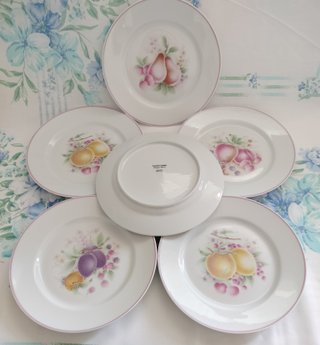 6 Platos Limoges Ternet Porcelana Frutas