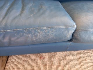 Sofá de cuero Roche Bobois azul