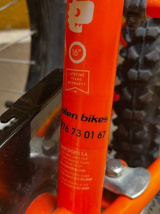 Bicicleta infantil 16 pulgadas naranja