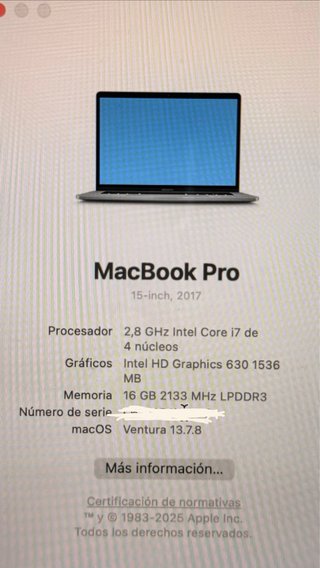 MacBook Pro 15” 2017 PRECIO NEGOCIABLE