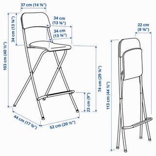 Taburete alto plegable IKEA blanco x2
