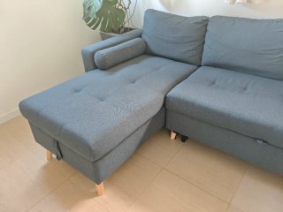 Sofá-cama con chaiselonge y almacenaje