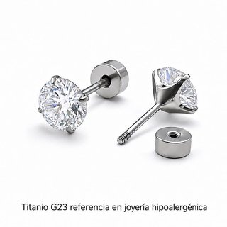 Pendientes Moissanita Titanio G23 Hipoalergénicos