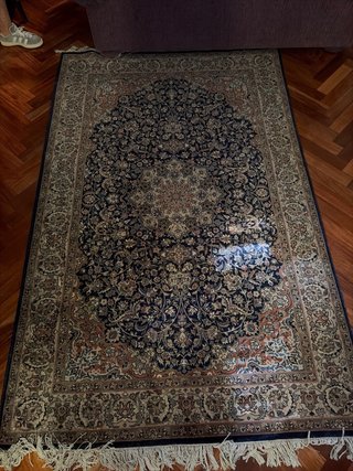 Alfombra Persa Lana Azul y Marrón