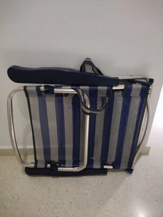 Silla Playa Aluminio Rayas Azul/Gris