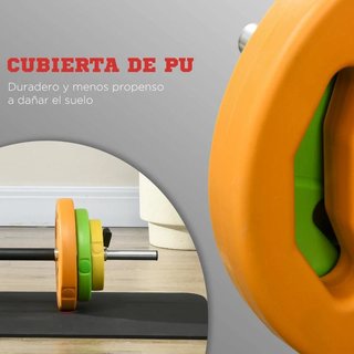 Barra Pesas con 6 Discos Entrenamiento Fuerza