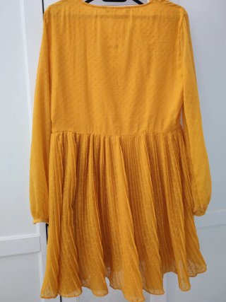 Vestito Zara giallo mostarda plissettato L