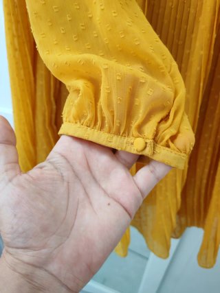 Vestito Zara giallo mostarda plissettato L