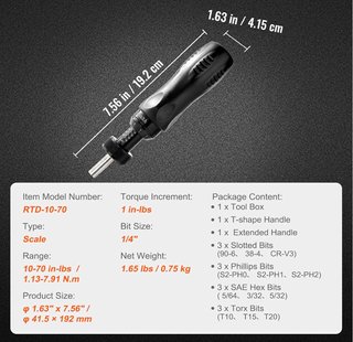 Destornillador dinamométrico digital VEVOR 1/4"