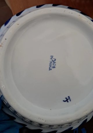 Set 3 Cestini Ceramica Blu e Bianchi