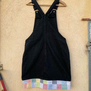 Peto vestido vaquero negro bajo patchwork cottage