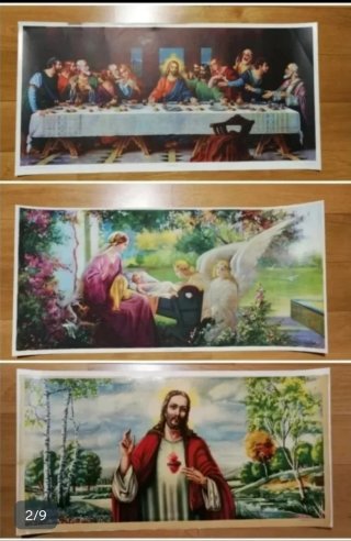 Lote de 9 Láminas, litografías religiosas antiguas