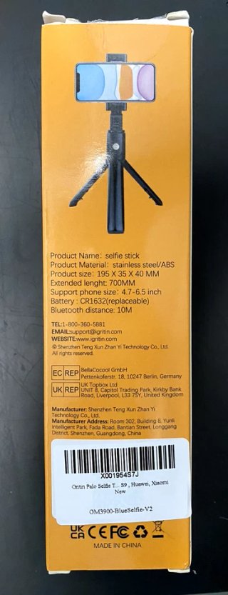 Palo Selfie Trípode Gritin Bluetooth Aluminio+ABS