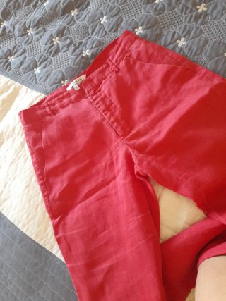 Conjunto Lino Zara Camisa y Pantalón Rojo