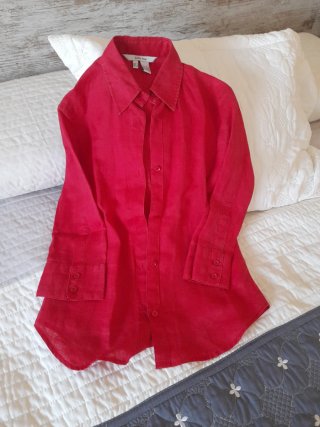 Conjunto Lino Zara Camisa y Pantalón Rojo