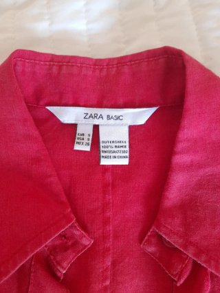 Conjunto Lino Zara Camisa y Pantalón Rojo