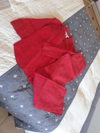 Conjunto Lino Zara Camisa y Pantalón Rojo