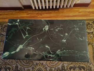 Mesa vintage tipo mármol y madera