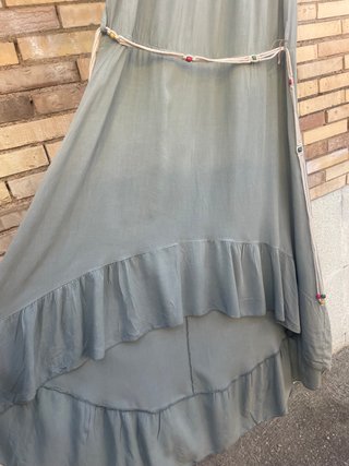 Vestido largo verde caqui NUEVO boho asimétrico